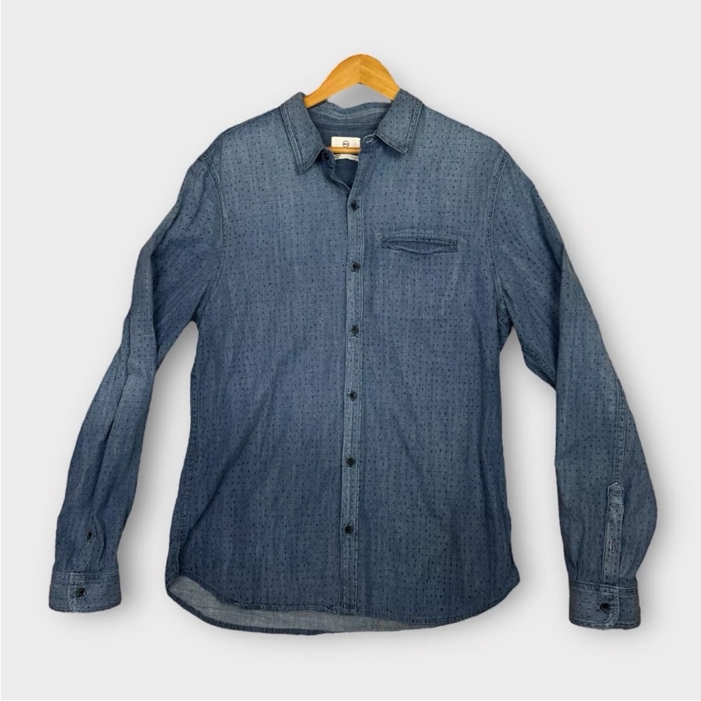 AG Adriano Goldschmied L/S Button Up Shirt Mens XL Blue Denim Casual Made In USA